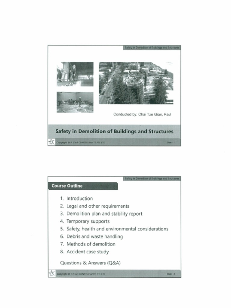 Safety in Demolition of Buildings and Structures | PDF
