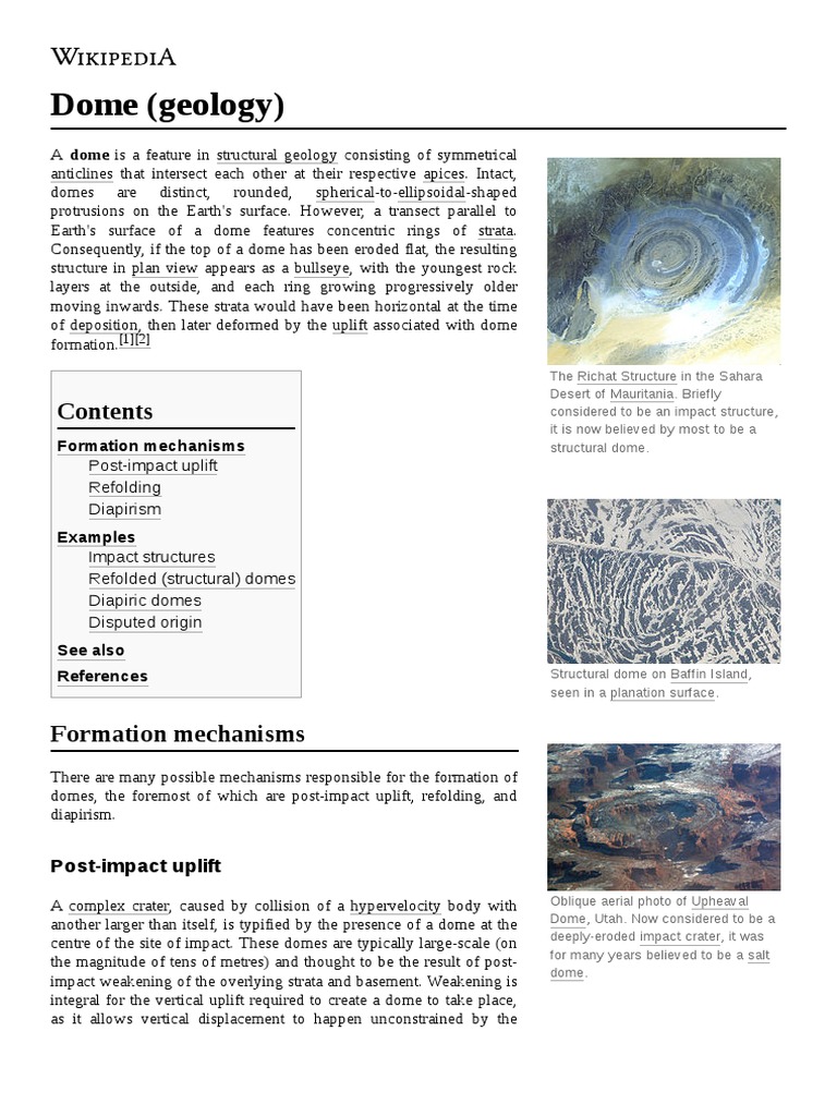 Dome (Geology) PDF Geology Earth Sciences