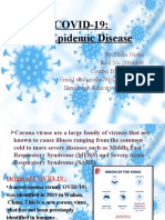 COVID-19: The Epidemic Disease: By:Shalu Nisha Roll No:2004448 Course:BBA Regular Dayalbagh Educational Institute