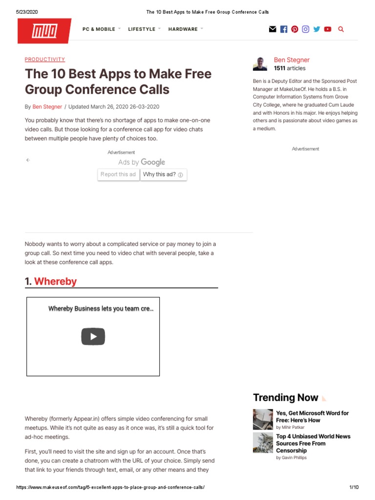 The 10 Best Apps To Make Free Group Conference Calls PDF Mobile App Ios