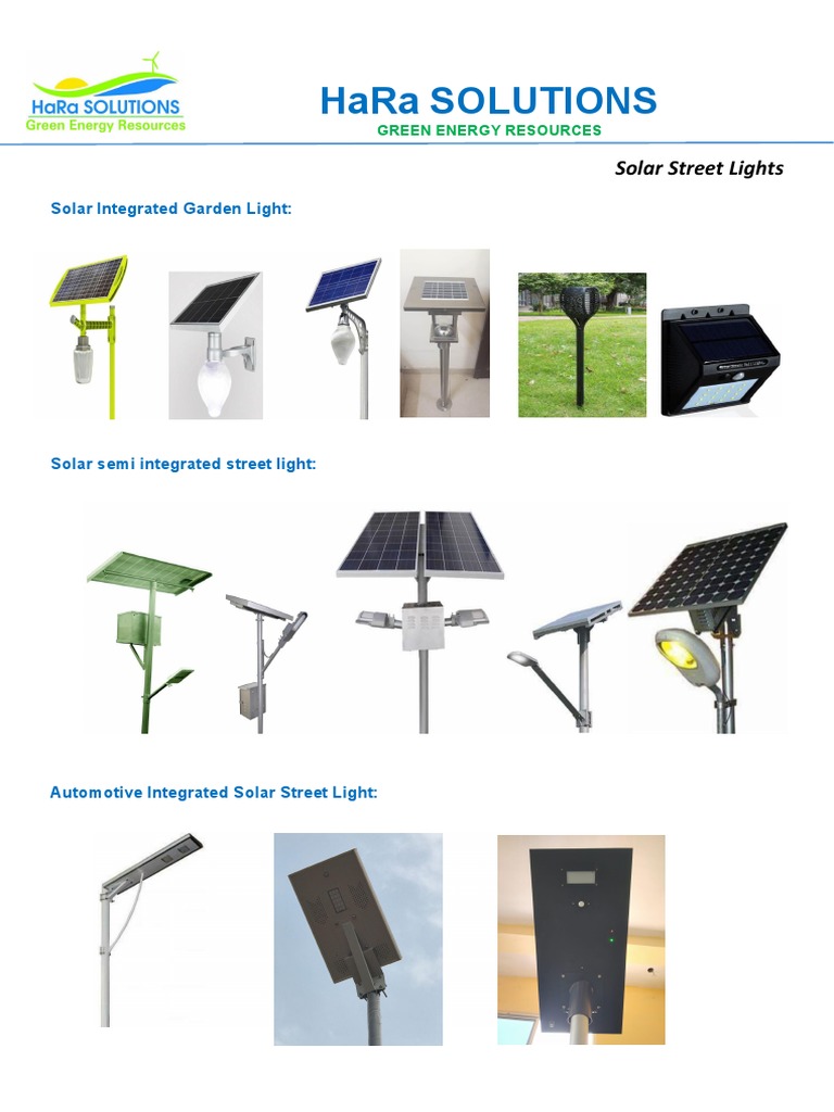 Integrated Solar Street Lights - Types & Images | PDF