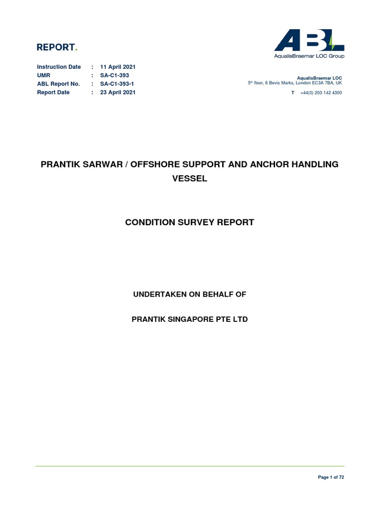 Prantik Sarwar Condition Survey Report | PDF | Ships | Pump
