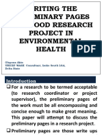 Writing The Preliminary Pages of A Good Research Project in Environmental Health