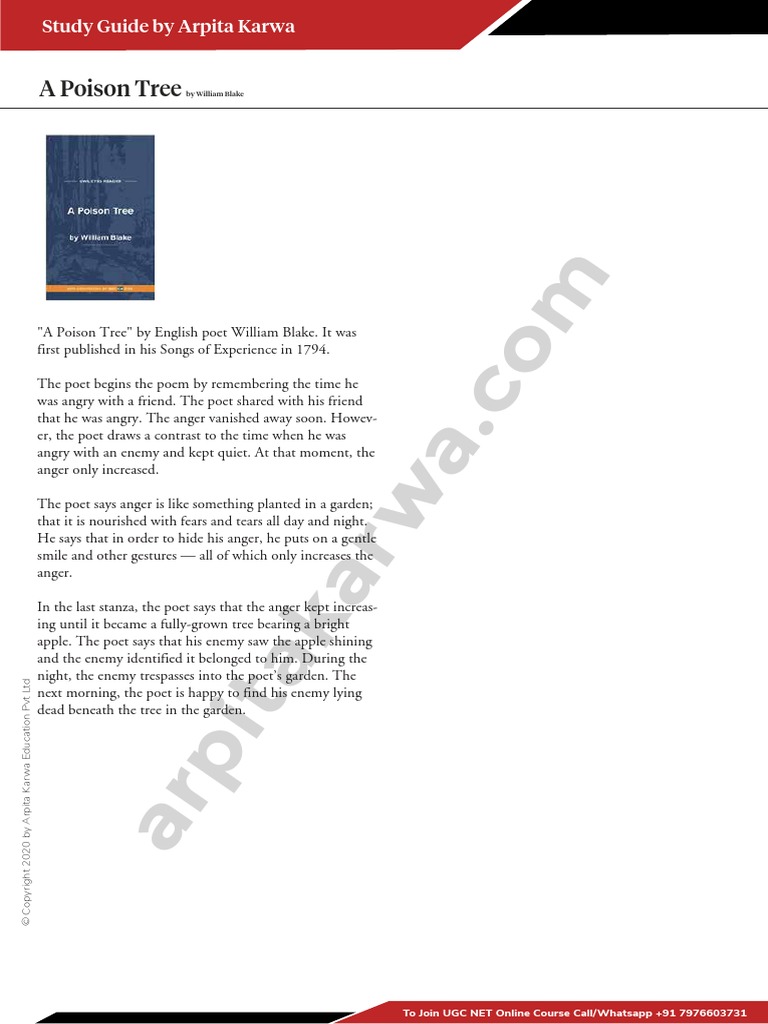 021 A Poison Tree | PDF | Poetry