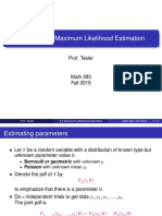 Chapter 8.3. Maximum Likelihood Estimation: Prof. Tesler