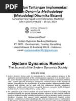 Peluang Dan Tantangan Implementasi System Dynamics - Dr. Ir. Muhammad Tasrif, M.eng.