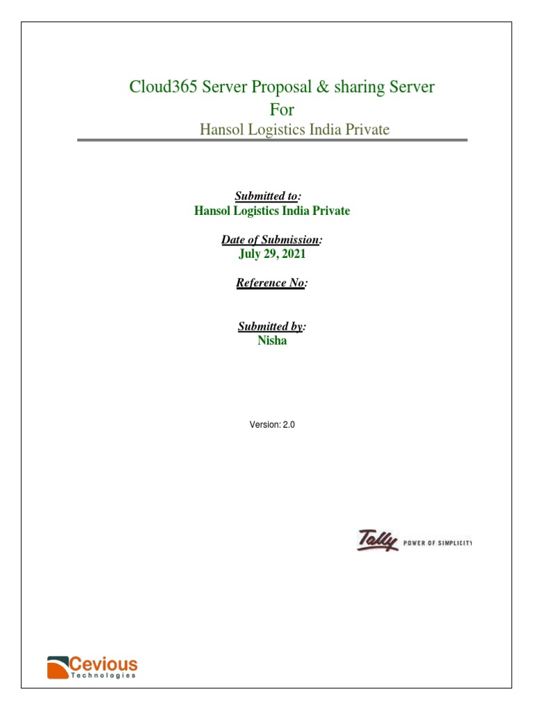 20 User Cloud Server Quotation 2.0 Honsol Logistic | PDF | Cloud ...