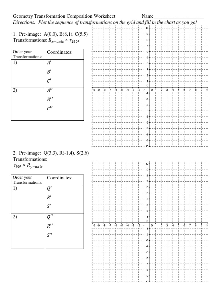 11 - Composition of Transformations  PDF With Geometry Transformation Composition Worksheet Answers
