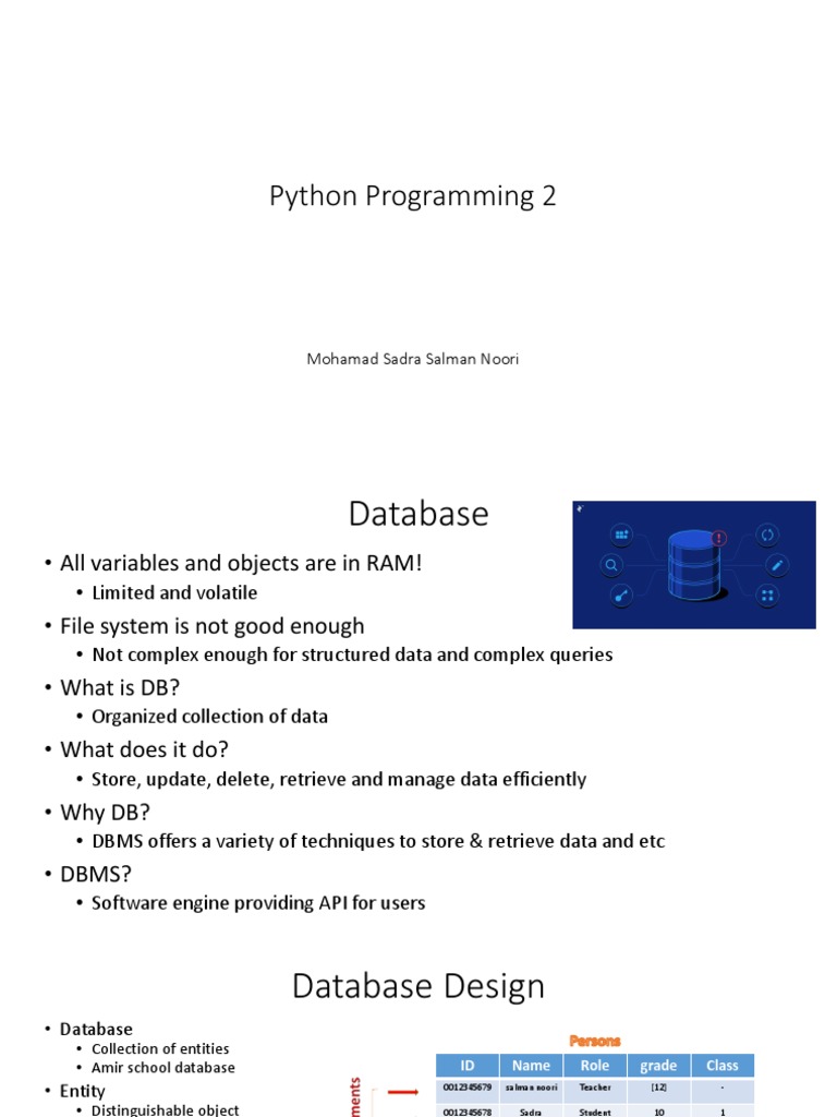Python Programming 2: Mohamad Sadra Salman Noori | PDF | Databases | No Sql