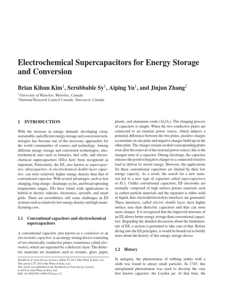 Electrochemical Supercapacitors Overview | PDF | Carbon Nanotube ...