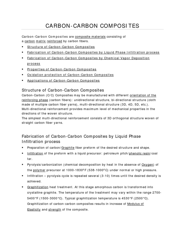 Overview of Carbon-Carbon Composites | PDF | Composite Material | Carbon