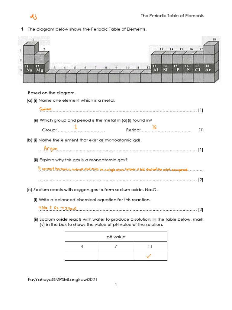 DSE Periodic Table Chemistry Exercises | PDF | Chemical Elements ...