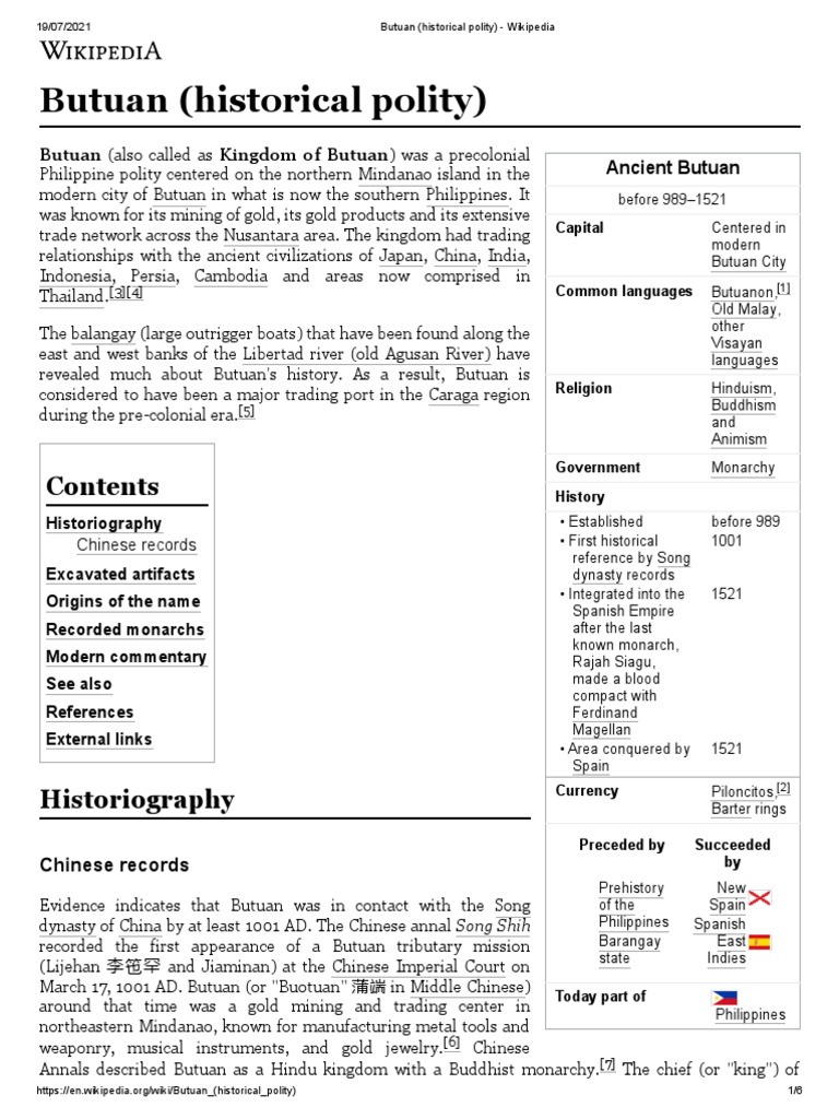Butuan (Historical Polity) - Wikipedia | PDF | Southeast Asia | Philippines