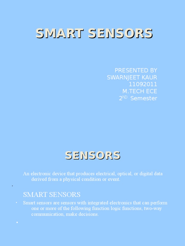 SMART SENSORS PPT Bluetooth Wireless Sensor Network