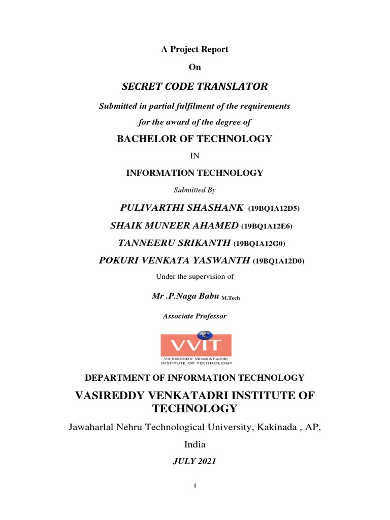 Secret code translator bachelor of technology pdf software testing