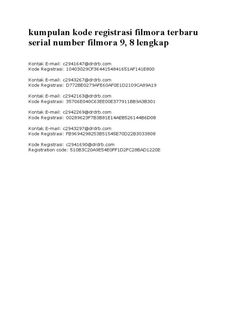 Kode Registrasi Filmora Terbaru | PDF | Pengelolaan Keuangan & Uang