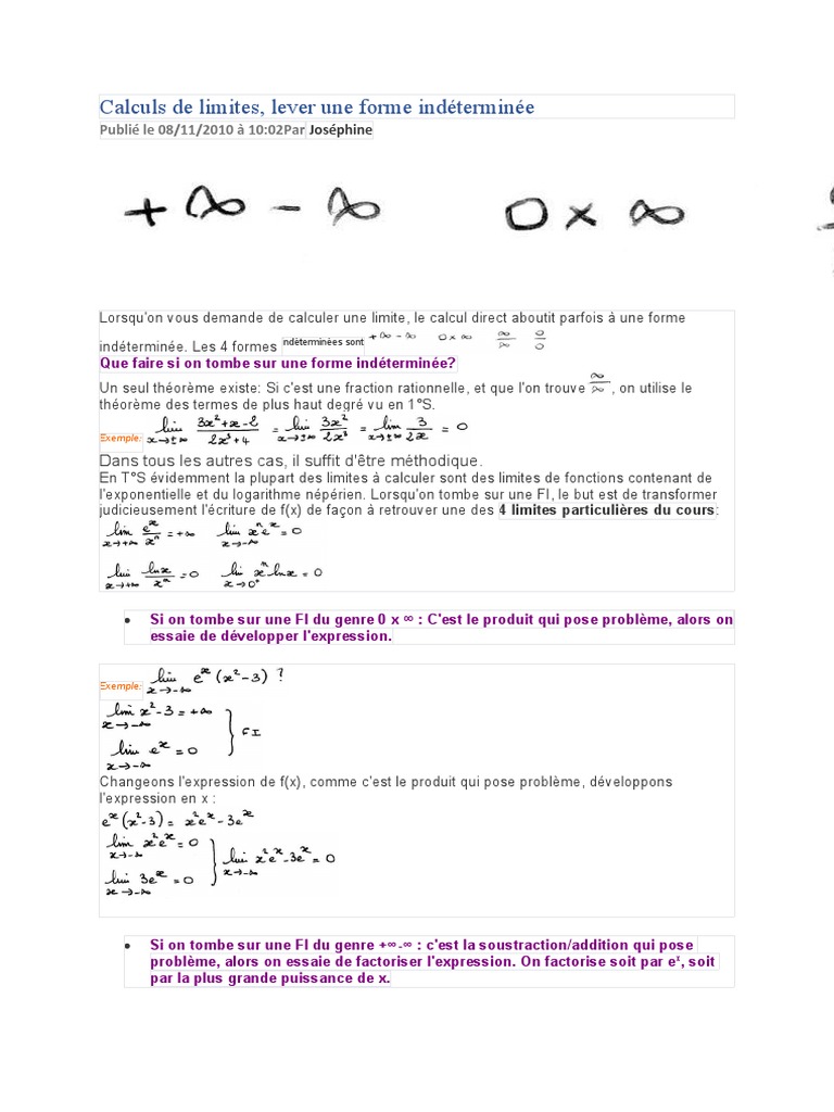 Limites et formes indéterminées expliquées | PDF | Arts du langage et ...