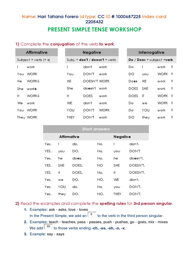Present Simple Workshop | PDF | Language Mechanics | Linguistic Typology