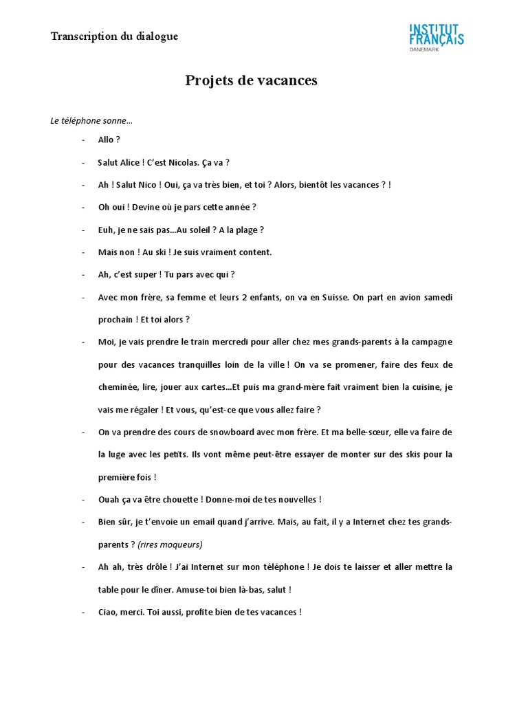 Transcription Dialogue Pdf