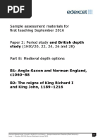 Paper 2 B1 Anglo-Saxon Norman England - SAMs Mark Scheme