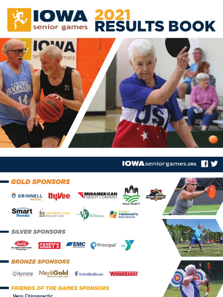 2021 Iowa Senior Games Results Book PDF Des Moines Iowa