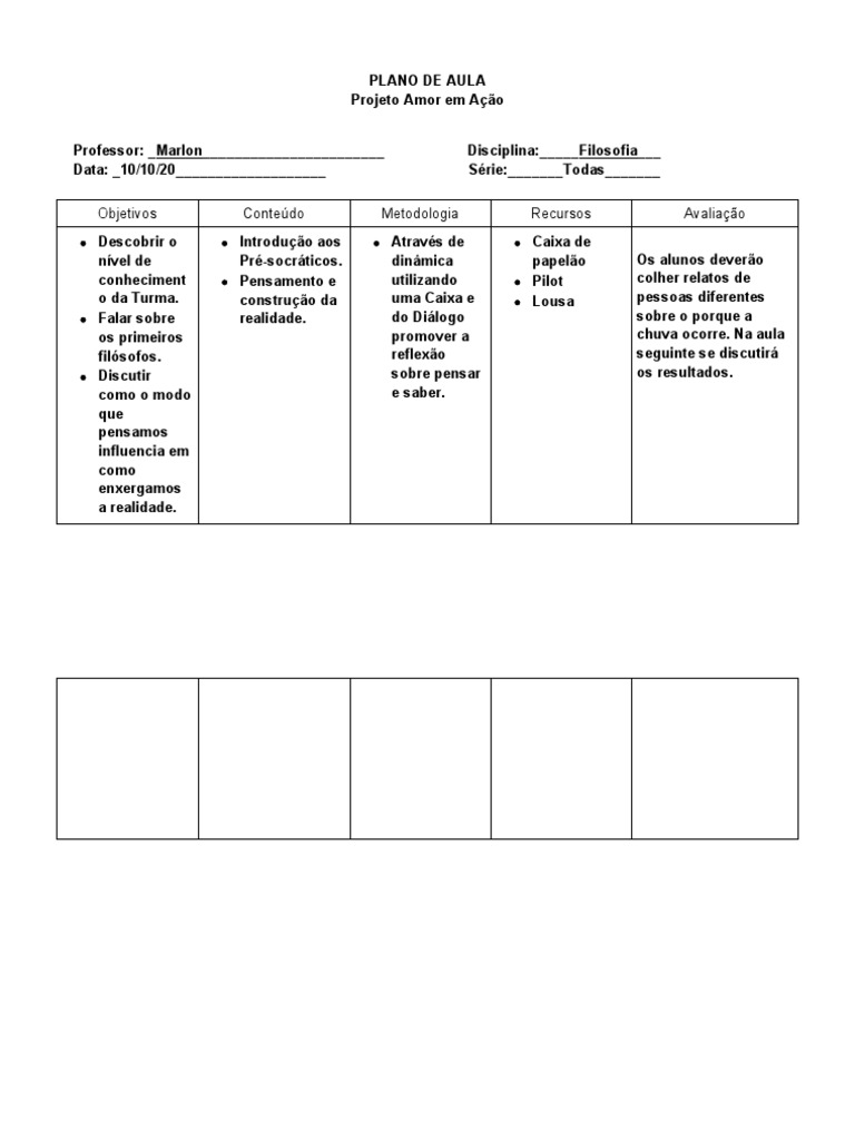 Plano de Aula Filosofia | PDF