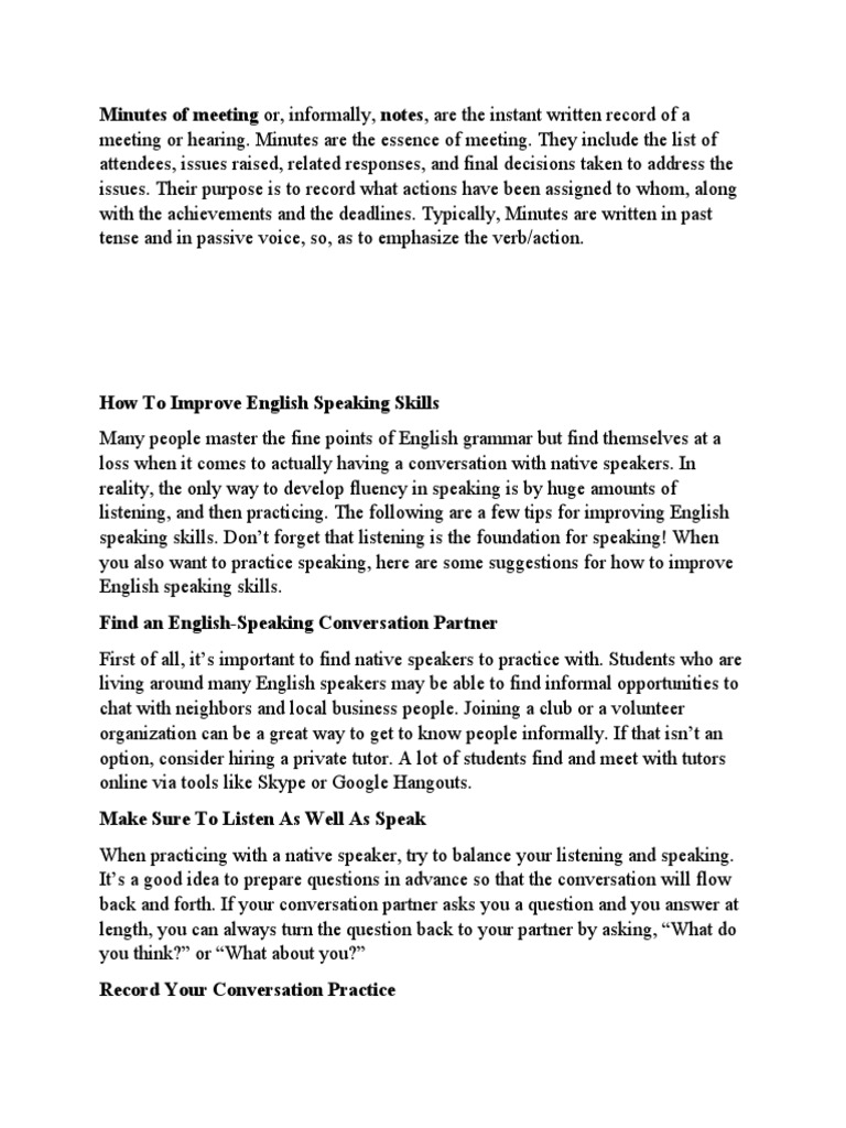 Tips to Enhance English Speaking Skills | PDF | English Language ...