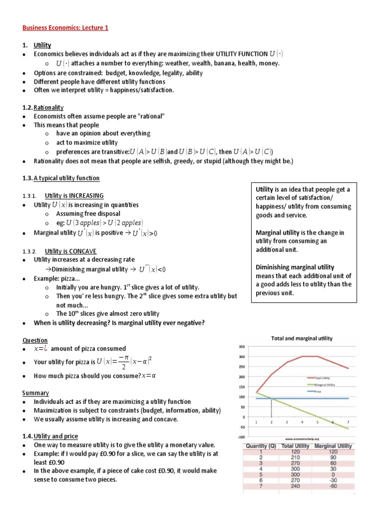 Lecture 1 Pdf Demand Utility