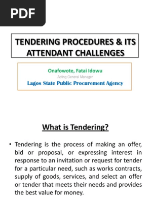 Tendering Procedures It S Attendant Challenges Pdf Procurement Economies