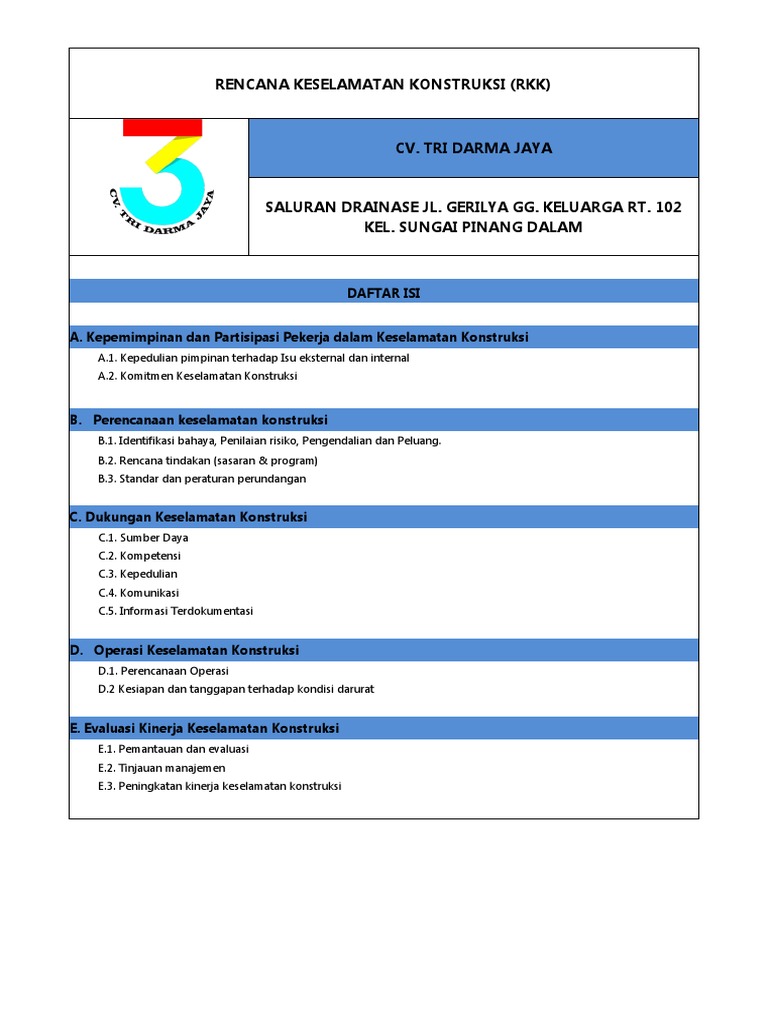 Rencana Keselamatan Konstruksi RKK | PDF