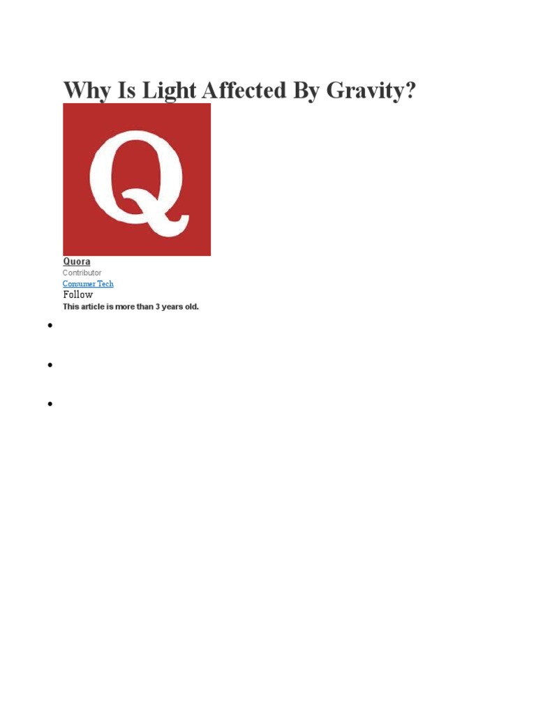 Why Is Light Affected by Gravity PDF Gravity General Relativity