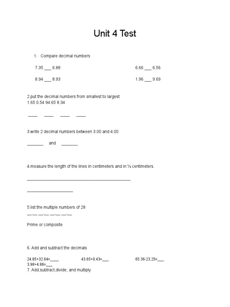Unit 4 Test (Homework) | PDF | Teaching Methods & Materials