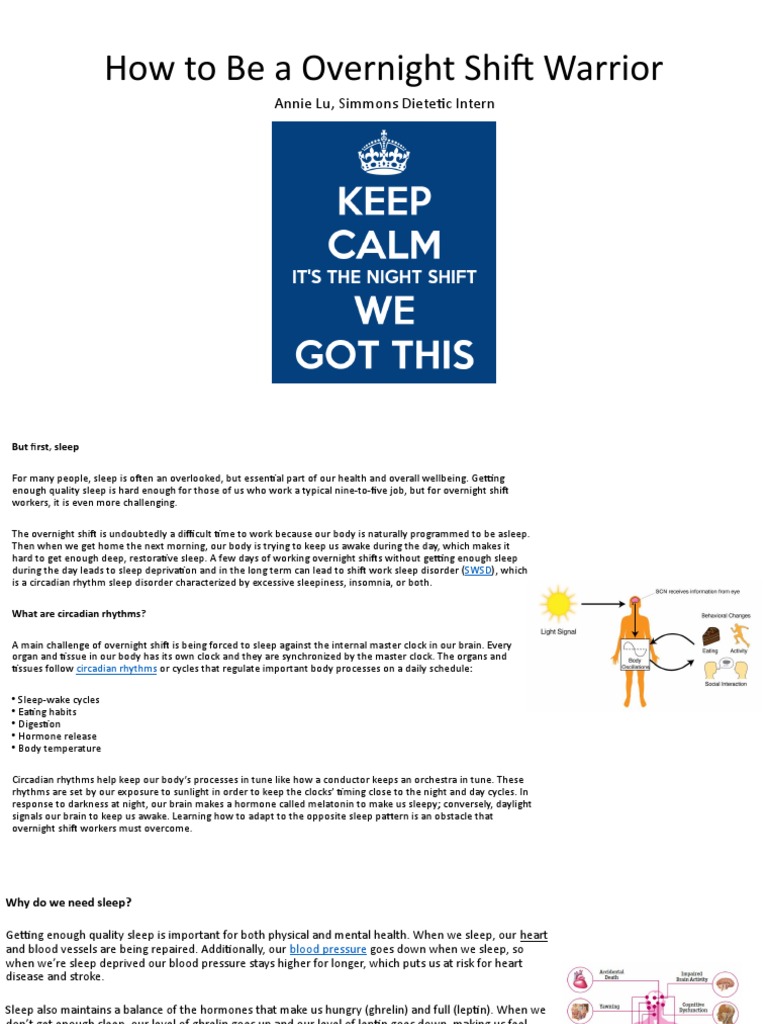 Overnight Shift Sleep Strategies | PDF | Sleep | Shift Work