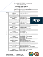 Project Descartes Calendar of Activities and Course Contents