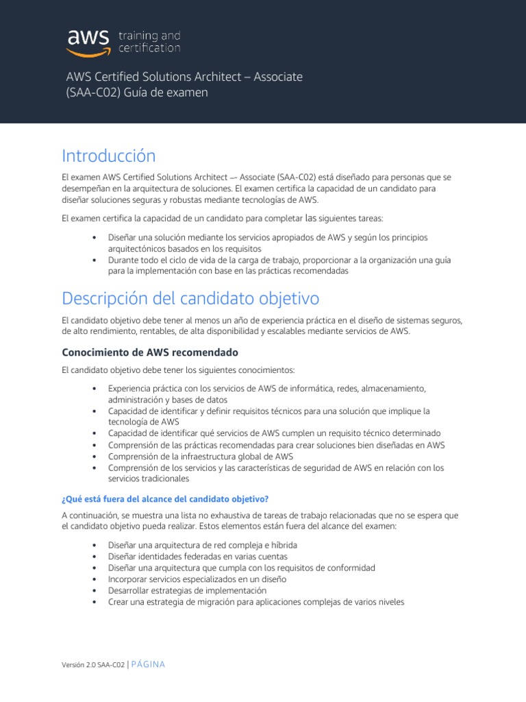 Guía de examen AWS Solutions Architect Associate | PDF | Prueba ...