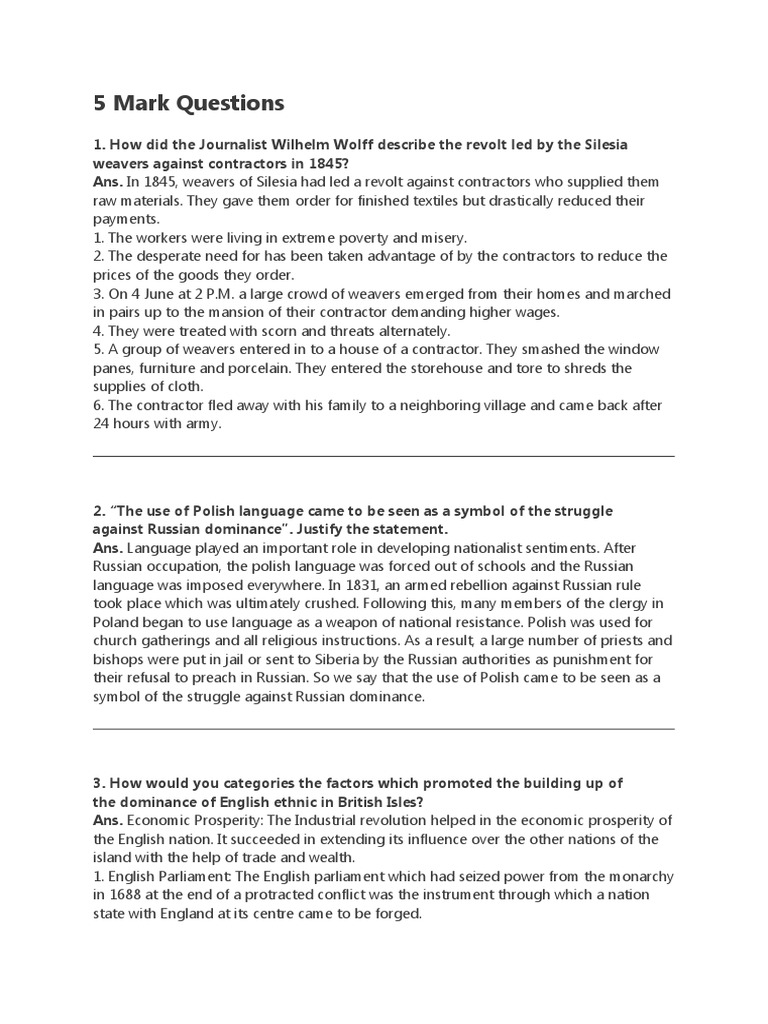 Imp Ques of History 1europe | PDF | Nationalism | Italy