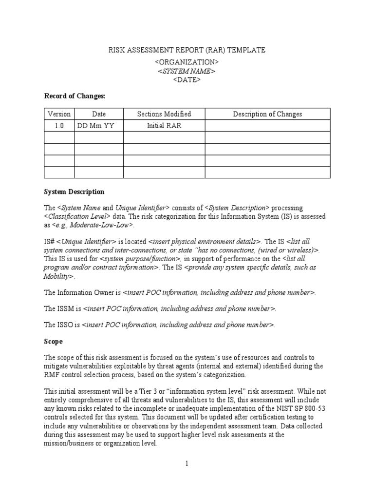 Risk Assessment Report Template Nov23  PDF  Risk  Vulnerability Intended For Threat Assessment Report Template