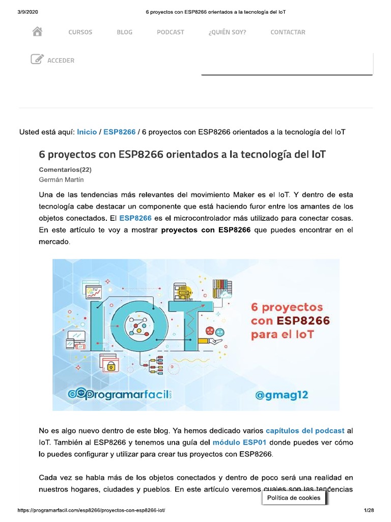 6 Proyectos Con ESP8266 Orientados A La Tecnología Del IoT | PDF