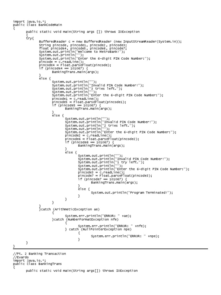 Banking Transaction Source Code Deposit Account Banking