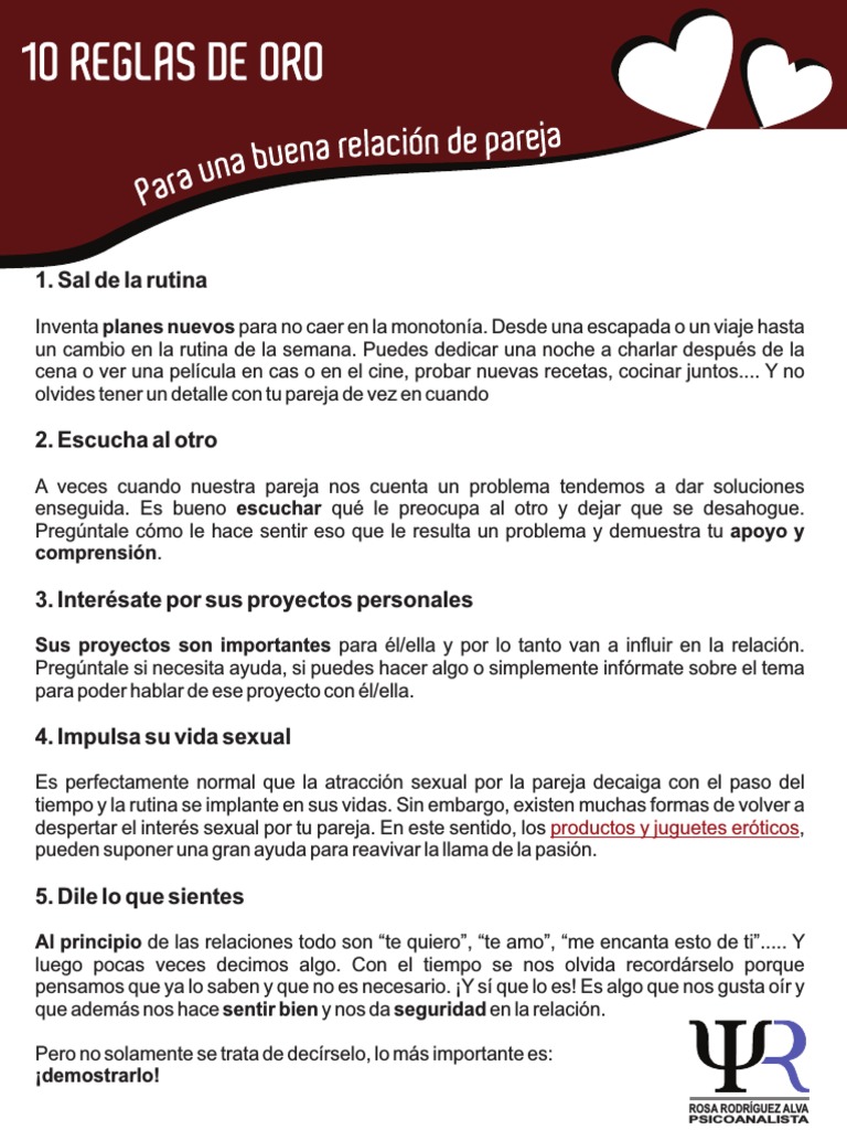 10 Reglas de Oro para Una Buena Relación de Pareja | PDF
