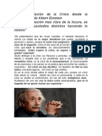 La Interpretación de La Crisis Desde La Perspectiva de Albert Einstein