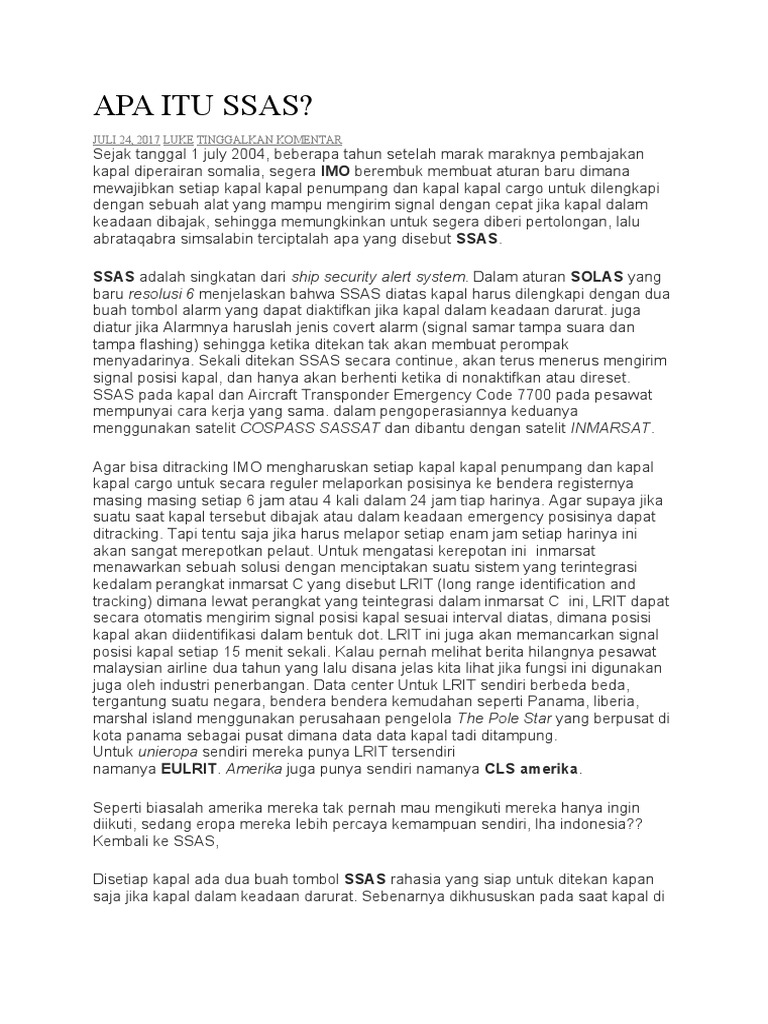 Deck knowledge ssas ship security alert system pdf sejarah