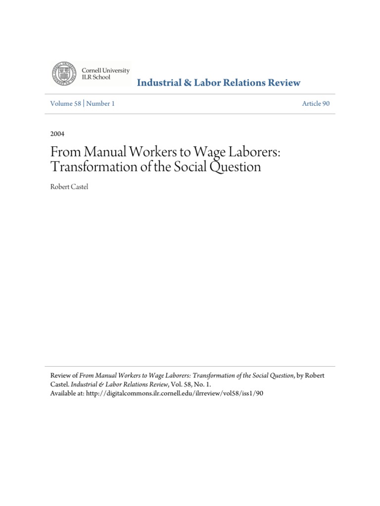 From Manual Workers to Wage Laborers Transformation of the Soci