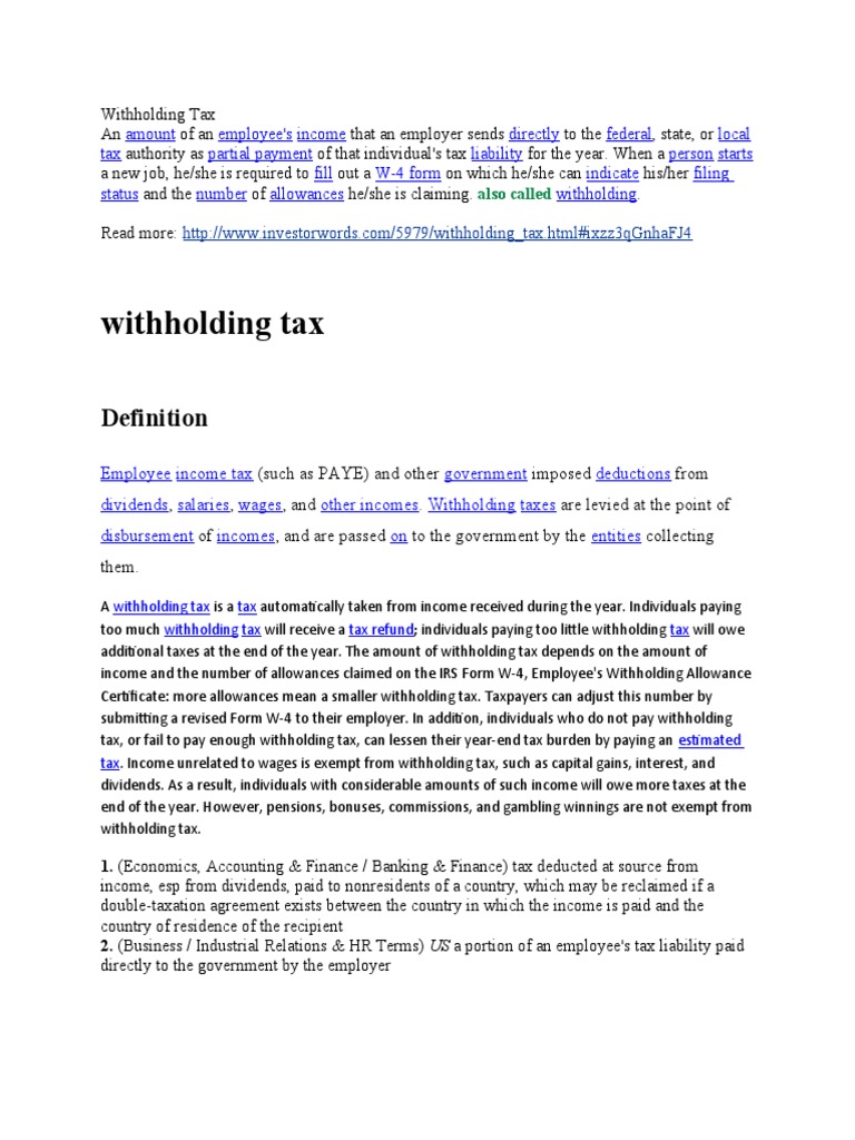 Withholding Tax | PDF | Taxes | Payments