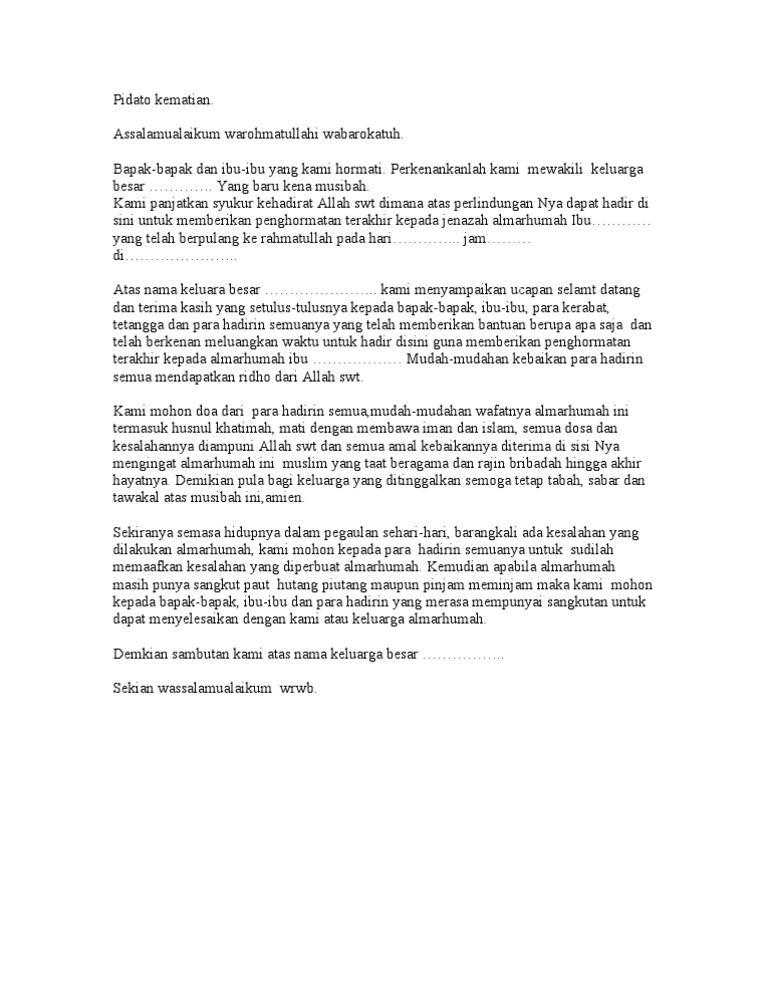 Teks Pidato Tentang Kematian Kumpulan Referensi Teks Pidato