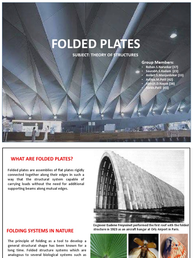 Folded Plates: Group Members: Subject: Theory of Structures | PDF | Framing  (Construction) | Truss