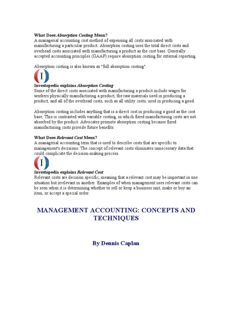 What Does Absorption Costing Mean | PDF | Depreciation | Management