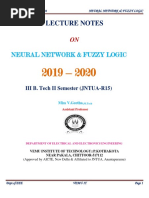 Lecture Notes: Neural Network & Fuzzy Logic