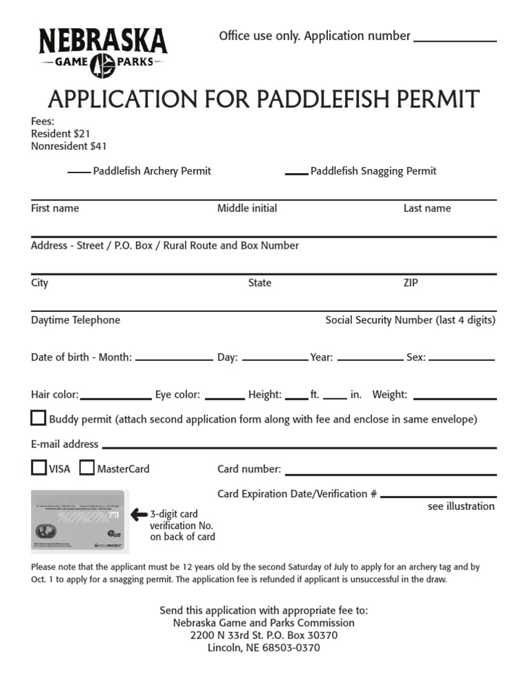 Application For Paddlefish Permit PDF