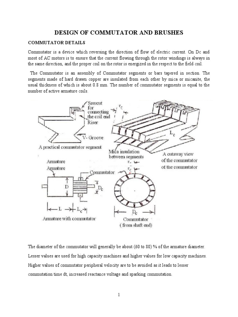 Design of Commutator and Brushes PDF Quantity Components